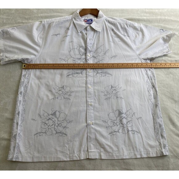 Pelagic Mens Shirt Extra Large Button Up Reverse Print Camp Marlin Fish Resort - Picture 3 of 9
